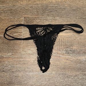 Black lace thong